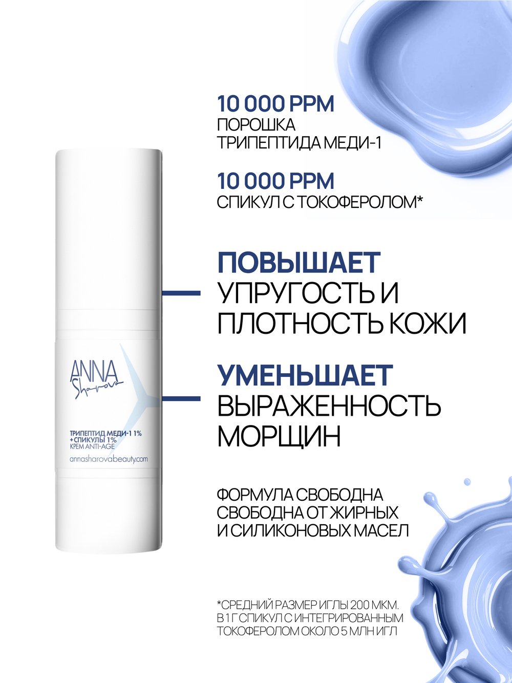 Крем для лица с трипептидом меди-1 1% и спикулами 1%, 30 мл