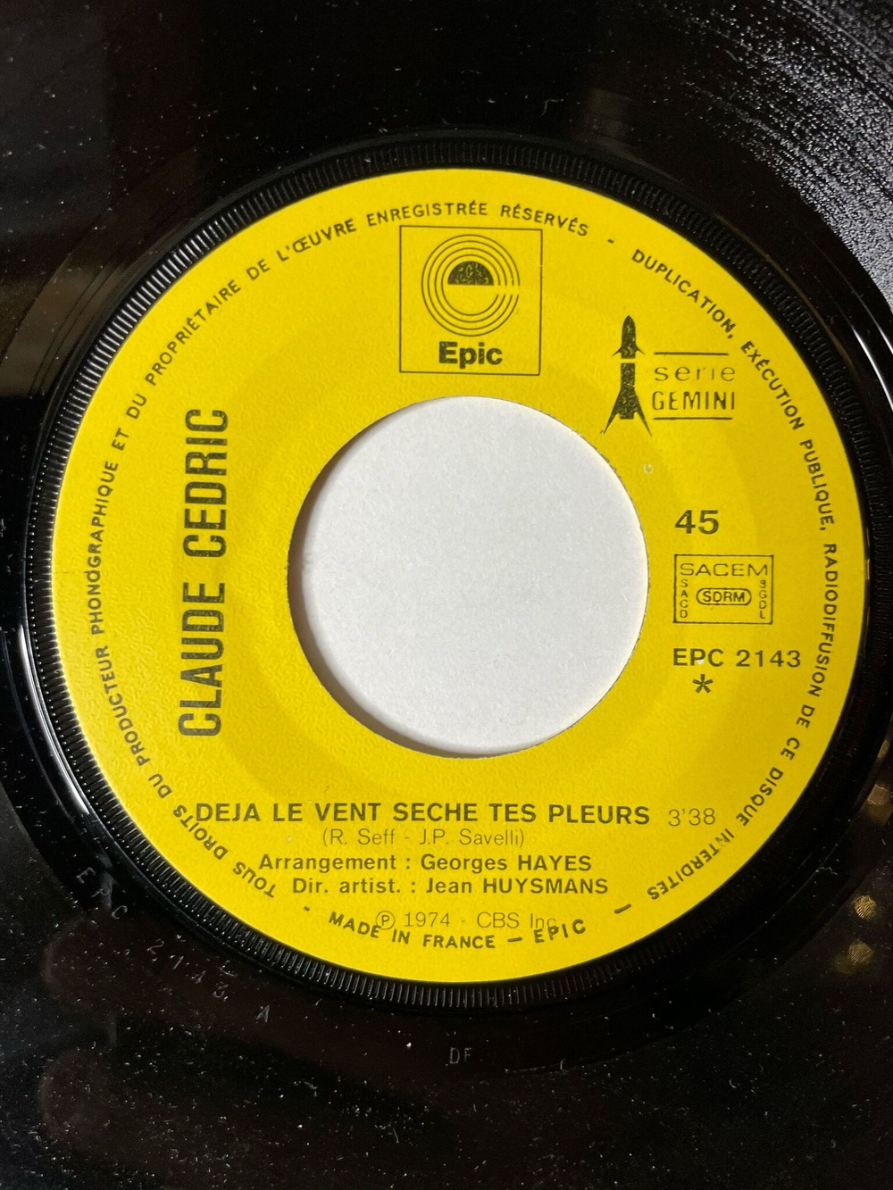 Винтажная виниловая пластинка LP Claude Cedric Deja Le Vent Seche Tes Pleurs (France 1974)