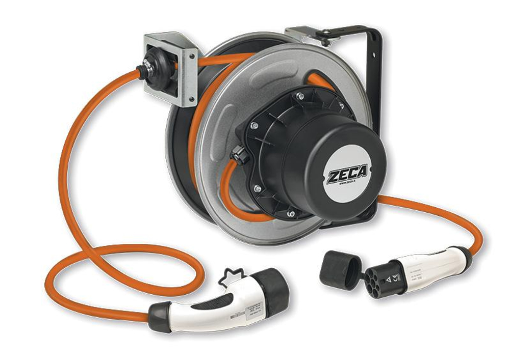 Катушка кабельная зарядки электромобилей 7+1 метр, 230В, 1Ф, 32А, вилка - тип 1, ZECA (Италия)