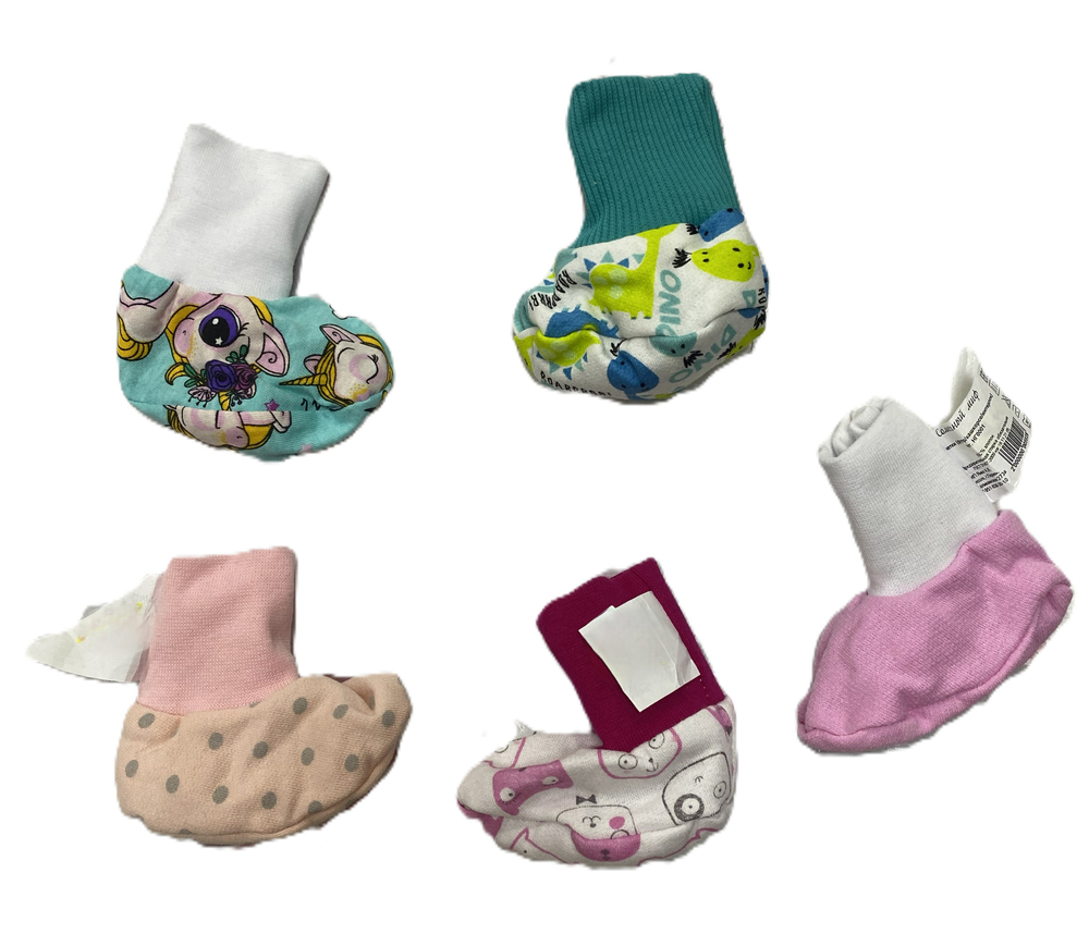 Пинетки для девочки с рождения и до 3х месяцев из хлопка, комплект из 1 пары, цвета в ассортименте