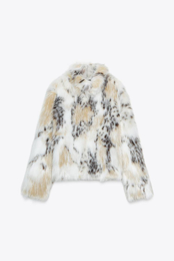 ZARA КОРОТКАЯ ШУБА ИЗ ИСКУССТВЕННОГО МЕХА — ZW COLLECTION, ЧЕРНЫЙ/ЭКРЮ