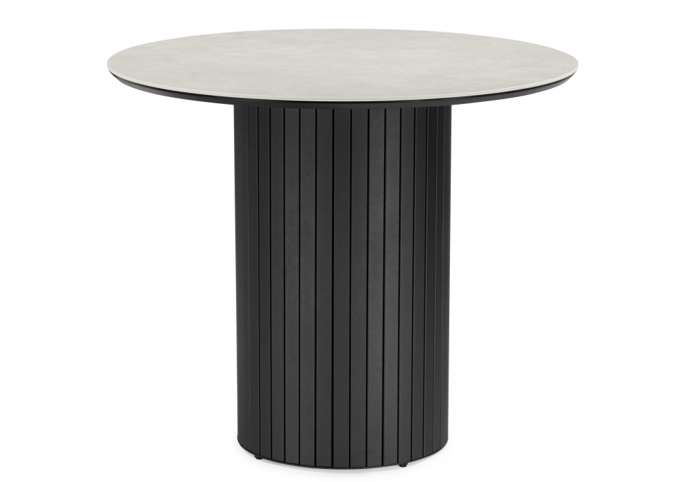 Керамический стол Woodville Гравент 90 carmen light grey, черный