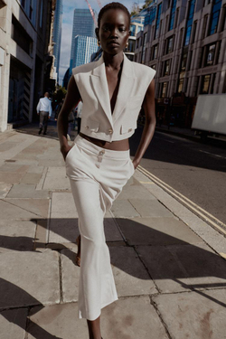 ZARA УКОРОЧЕННЫЙ ЖИЛЕТ С КЛАПАНАМИ, ПЕСОЧНЫЙ