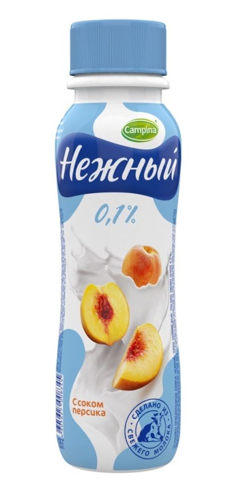 Напиток йогуртный Campina Нежный с соком персика 0.1%. 420 гр