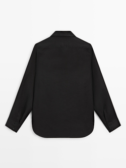 Massimo Dutti Льняная рубашка свободного кроя, черный