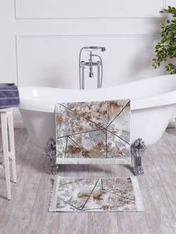 Набор ковриков для ванной и туалета, 60x100/50x60 см, цвет Черно-бежевый