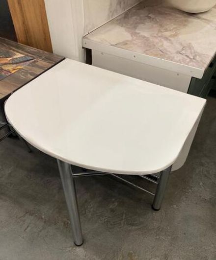 Стол разд Пристенный МДФ подстолье хром Ст-ца белый глянец