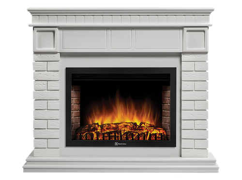 Портал Firelight Bricks 25U (угловой) камень белый, белая эмаль