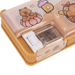 Пенал пластиковый "Капибара" с блестками, 2 отв., с точилкой, 3 вида микс