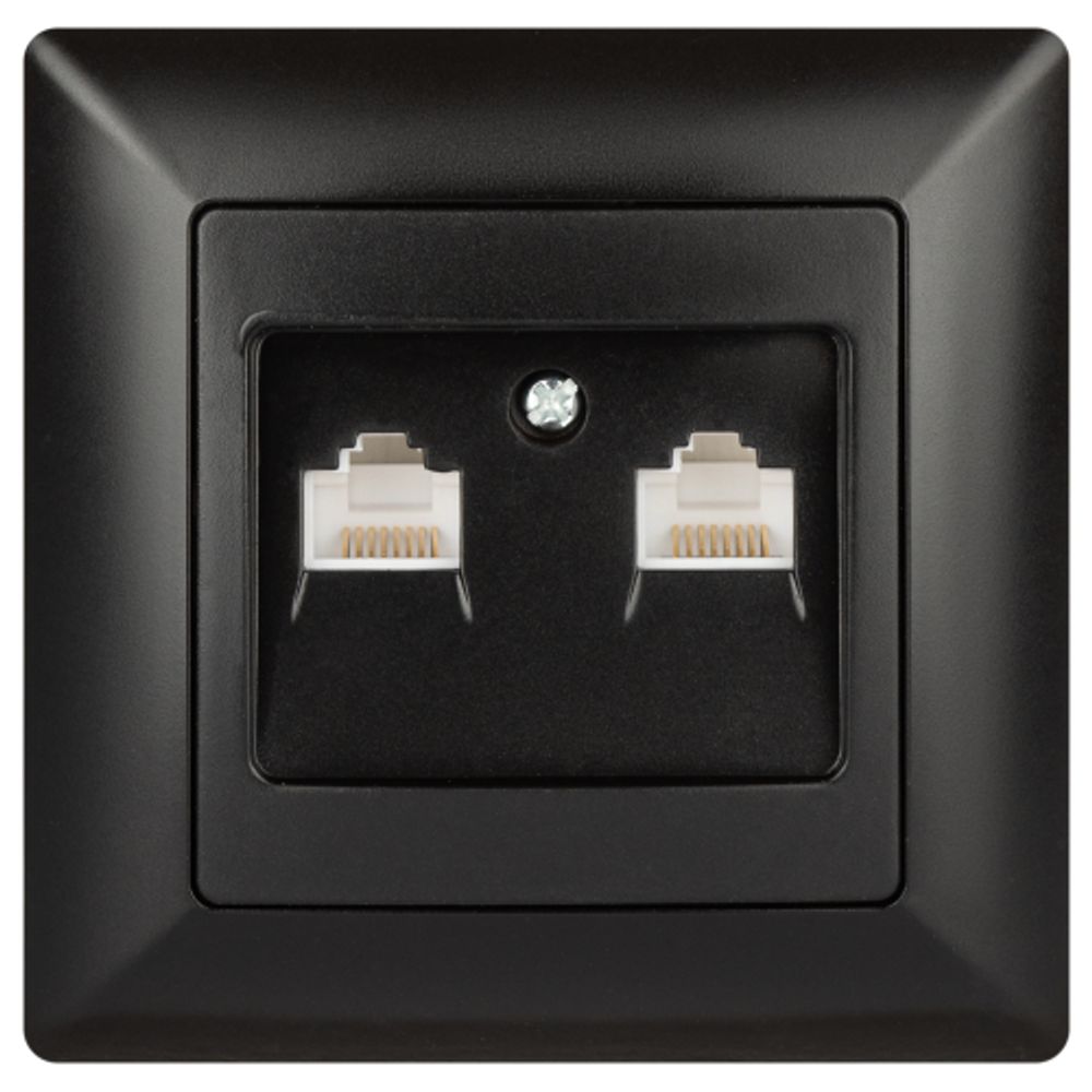 Розетка Intro Solo 4-304-05 информационная 2хRJ45 СУ антрацит