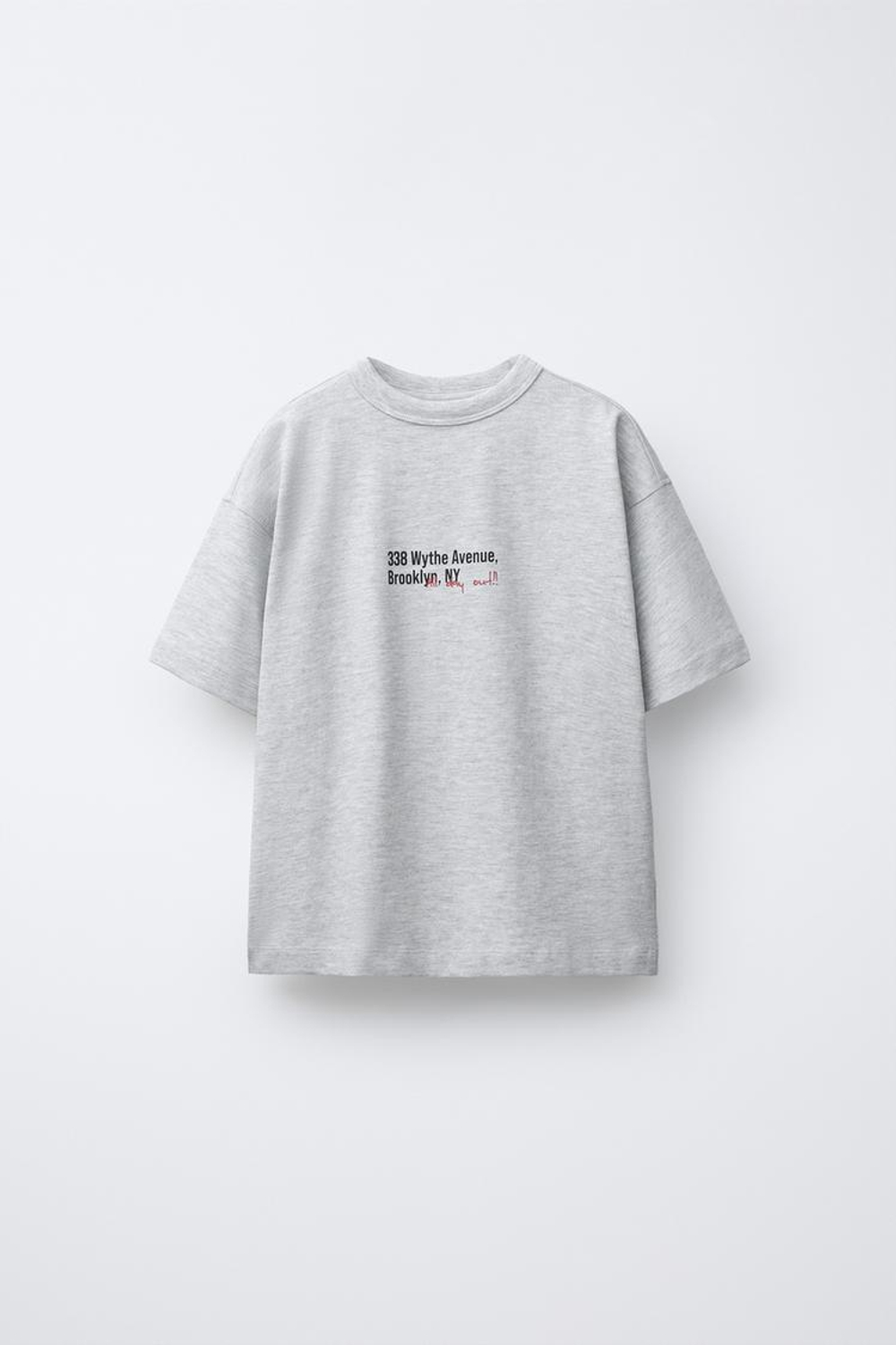 ZARA ФУТБОЛКА С НАДПИСЬЮ, СЕРЫЙ МЕЛАНЖ