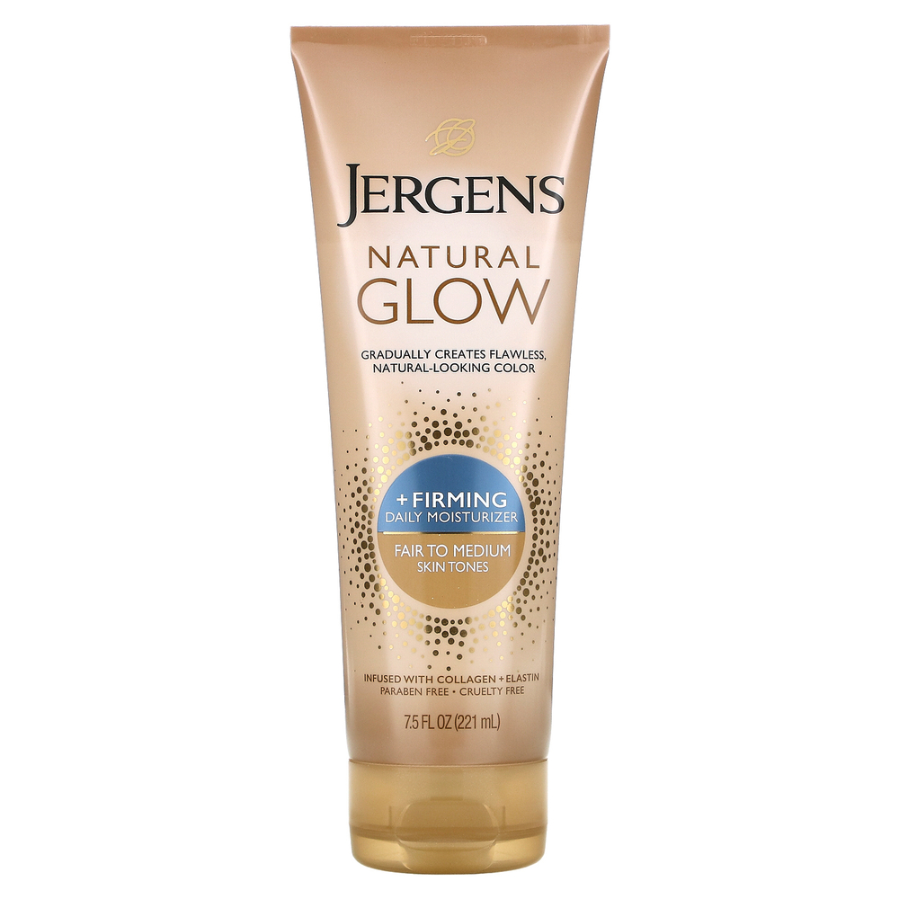 Jergens, Natural Glow, укрепляющее ежедневное увлажняющее средство, тон: от светлого до среднего, 221 мл (7,5 жидк. унции)