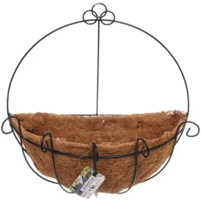 Кашпо для цветов 1,8л «Коковита» с кокосовым волокном, настенное d=30см ДоброСад