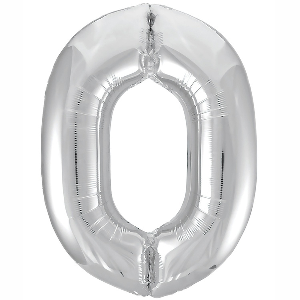 Шар фольгированный Цифра 0 101 см (Серебряный)
