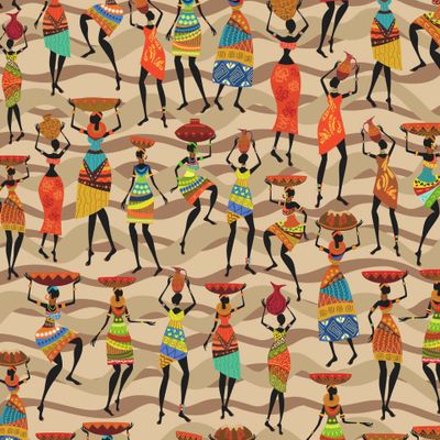 Африка этнические танцы на бежевом
