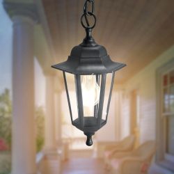 Садово-парковый светильник ЭРА НСУ 06-60-001 черный 6 гранный подвесной IP44 Е27 max60Вт