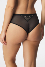 Трусики-бразилиана Divine со средней линией талии (Размер: 40) (Цвет: черный с бежевым)