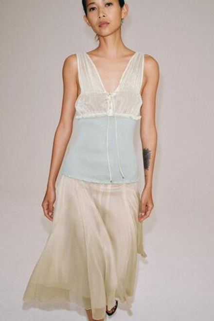 ZARA КОМБИНИРОВАННЫЙ ТОП, ГОЛУБОЙ