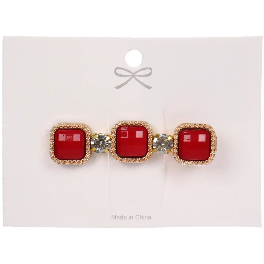 Зажим для волос 1шт на блистере «КАРАМЕЛЬ», квадраты, цвет гранатовый, 6*1.5см