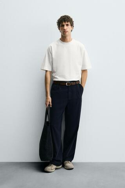 ZARA ФУТБОЛКА С ЭФФЕКТОМ ПОТЕРТОСТИ, ЖЕЛТОВАТО-БЕЛЫЙ