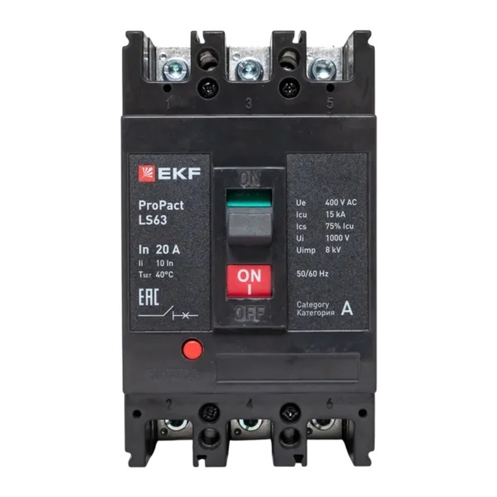Автоматический выключатель в литом корпусе  EKF mccb-63-15-3-20-ls
