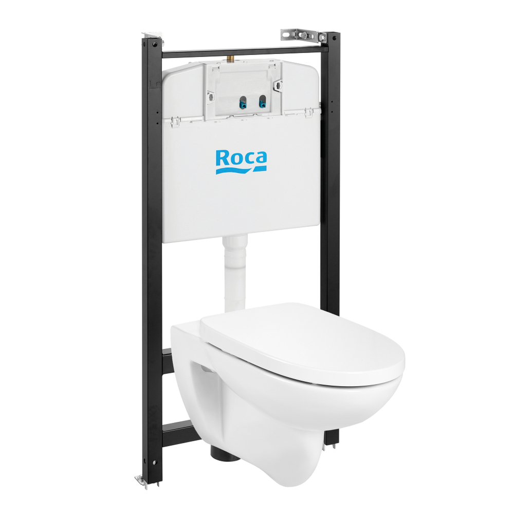 ПЭК Roca Debba Round 893104980 подвесная чаша Rimless + инсталляция + сиденье Supralit, без панели смыва