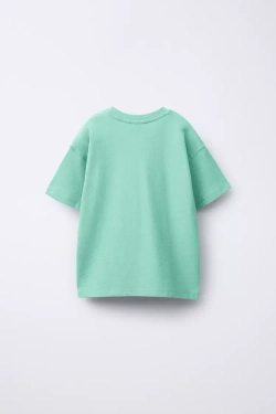 ZARA ОДНОТОННАЯ ПИЖАМА С ФУТБОЛКОЙ И ШОРТАМИ, ЗЕЛЕНЫЙ