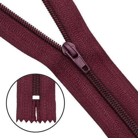 Молния брючная бордовая, Т4 20см