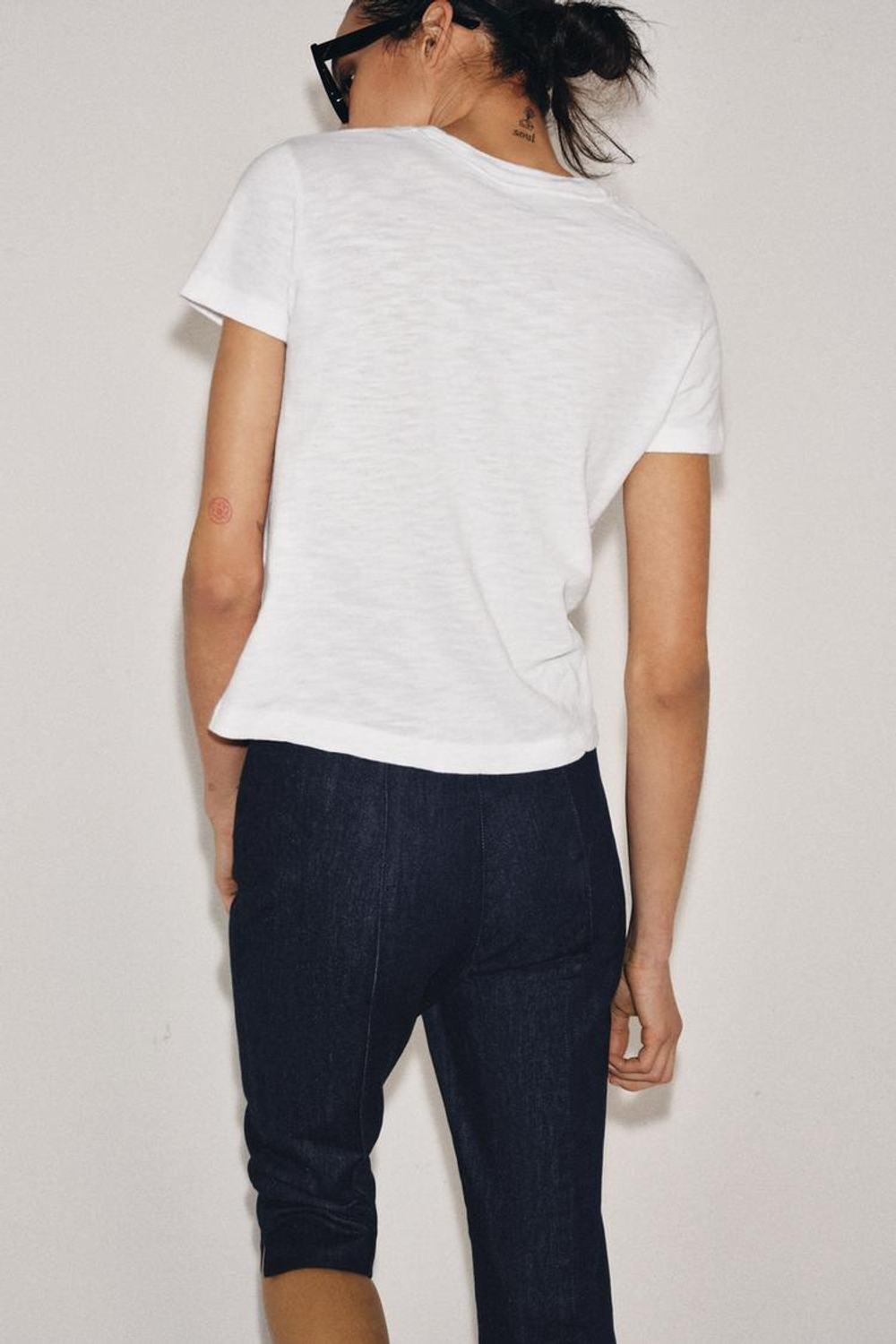 ZARA ФУТБОЛКА ИЗ ХЛОПКА ФЛАМЕ, БЕЛЫЙ