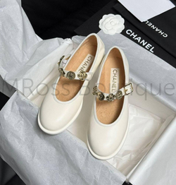 Белые балетки Chanel Mary Jane