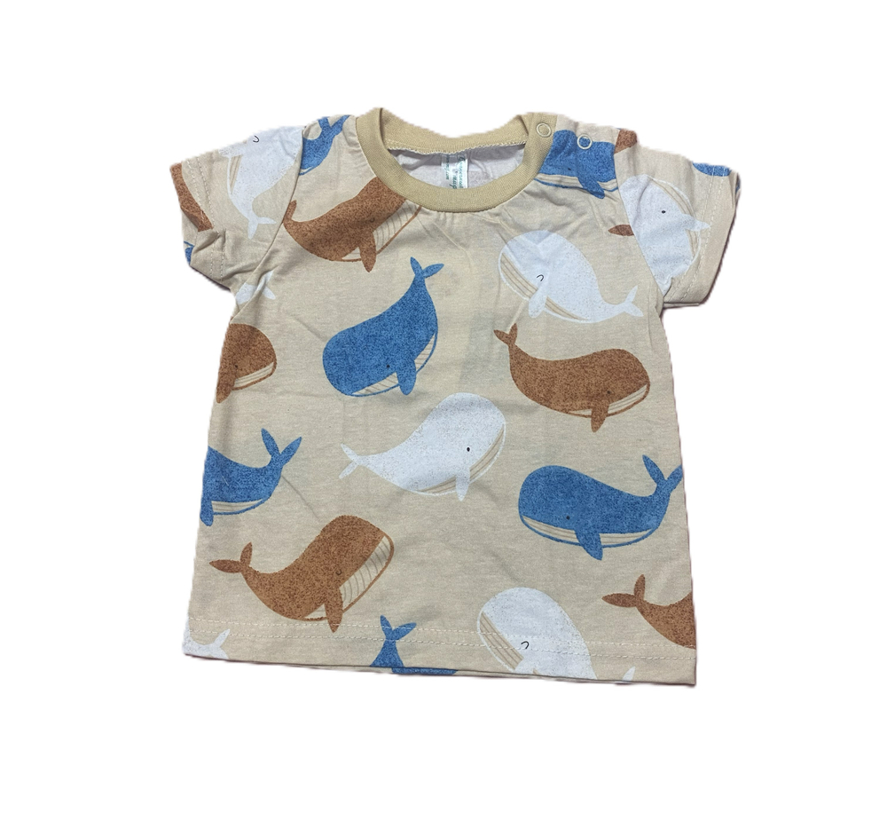 Футболка на мальчика из кулирки (100% хлопок) на кнопках на плече на рост 74 см