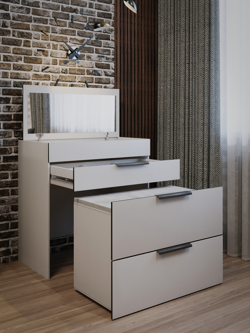 Туалетный столик-комод трансформер с зеркалом