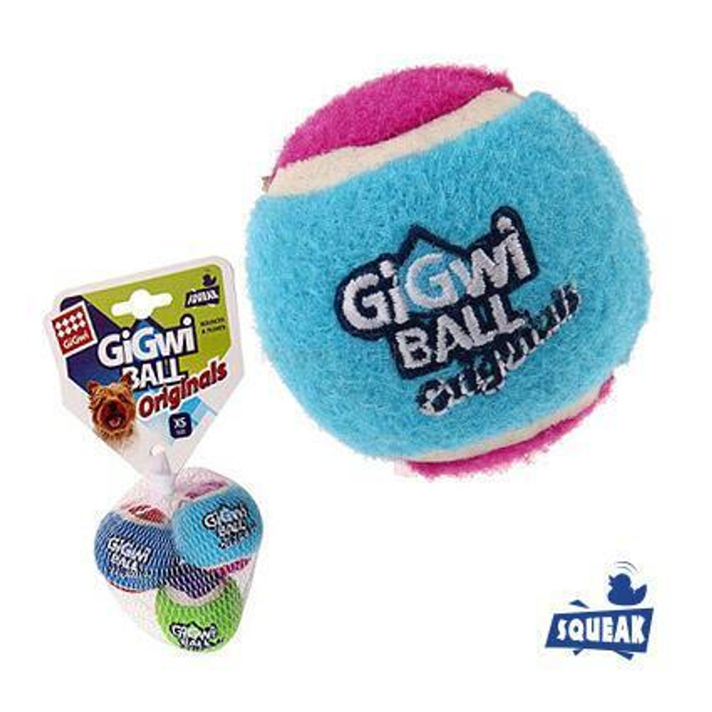 75340 Игрушка для собак Три мяча с пищалкой 4см, серия GiGwi BALL Originals