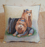 Декоративный гобеленовый чехол Йоркширские терьеры 47х47