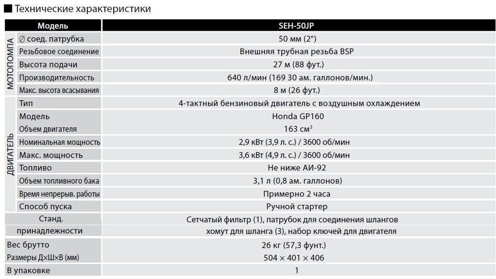 Бензиновая мотопомпа для загрязненной воды Koshin SEH-50JP