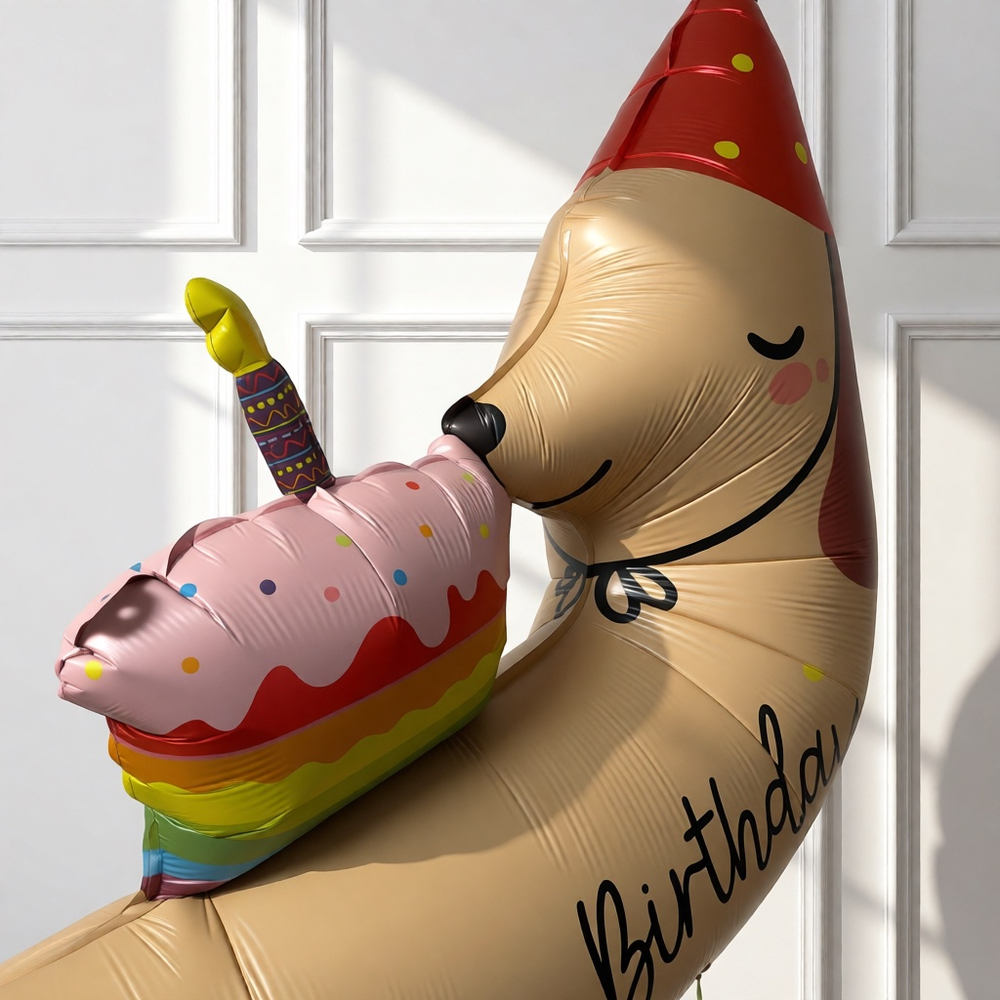 Фольгированный шар-фигура «Happy Birthday. Такса в колпаке», 109 см