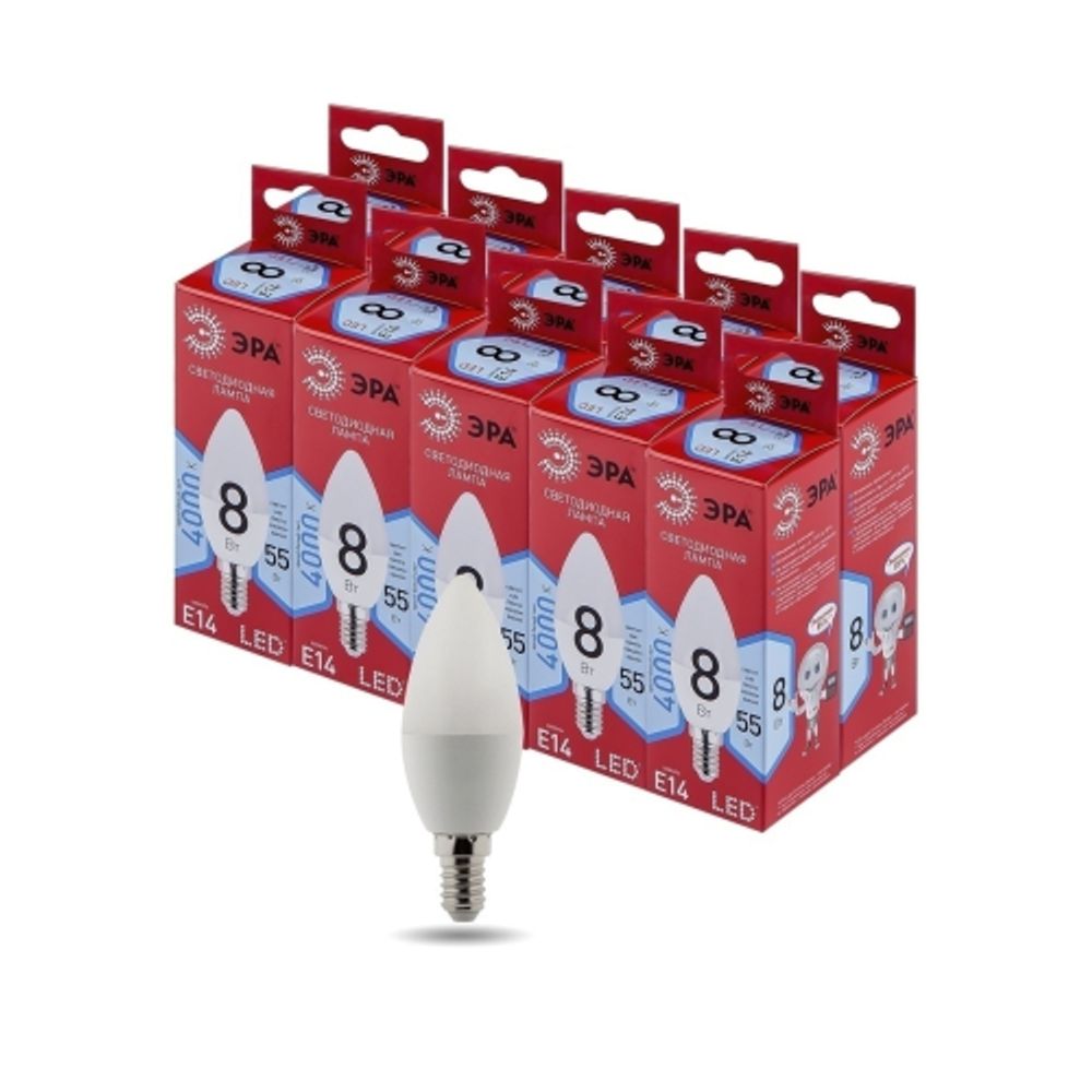 Лампочка светодиодная ЭРА RED LINE LED B35-8W-840-E14 R E14 / Е14 8 Вт свеча нейтральный белый свет