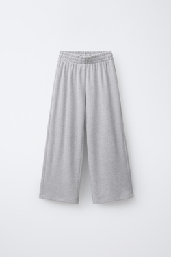 ZARA БРЮКИ WIDE LEG ИЗ МЯГКОЙ ТКАНИ, СЕРЫЙ
