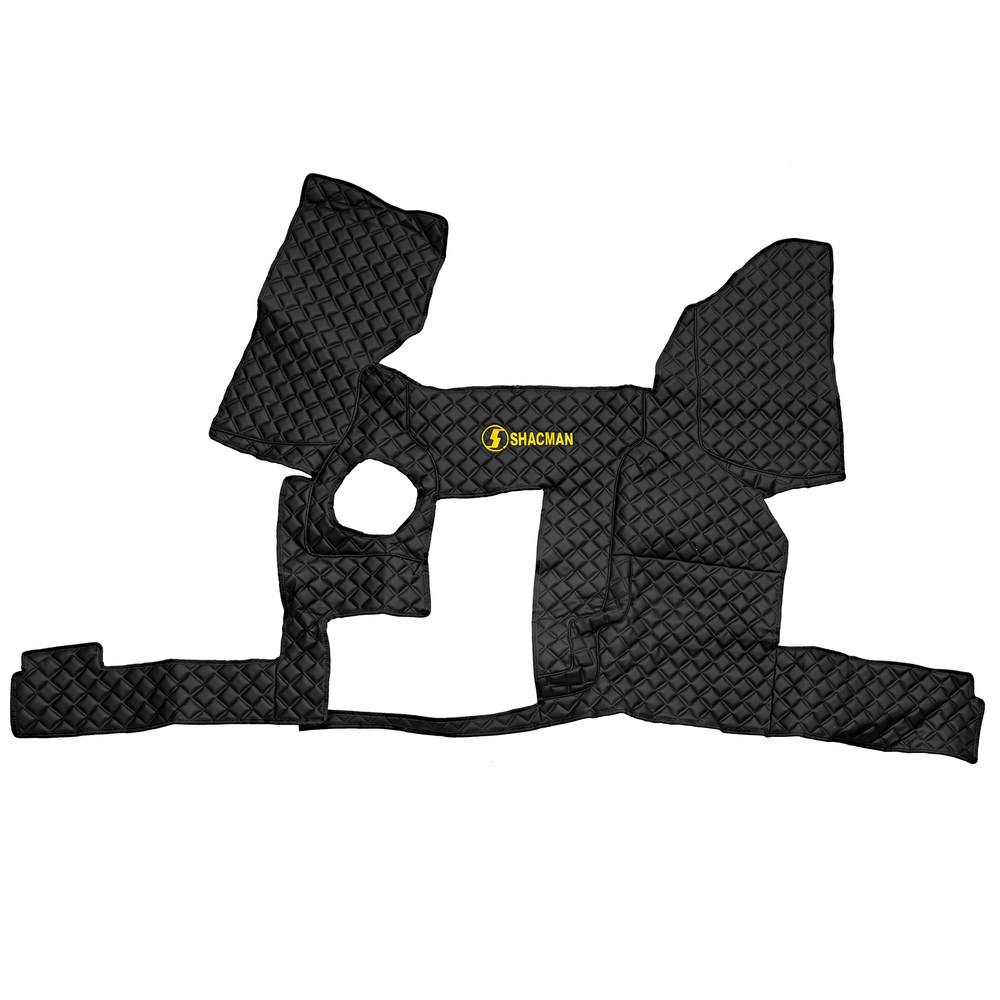 Ковры SHACMAN F3000 (экокожа, черный, черный кант, желтая вышивка)