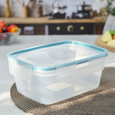 Контейнер для продуктов 1,3л прямоугольный герметичный с защелками (бесцветный)