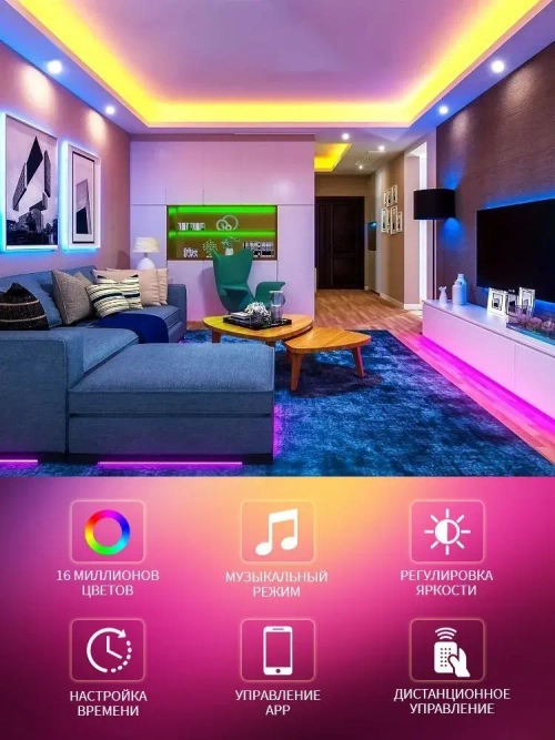 Светодиодная лента, 40м, с пультом, 12В, 640 LED, IP67,16 LED/м, RGBлента светодиодная/
