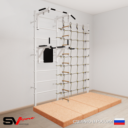 Шведская стенка Sv Sport 57240 (Турник стандарт/Брусья/Лестница/Мат 2м/Канатный лаз)