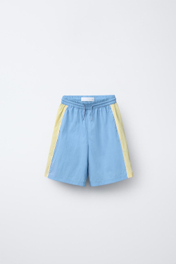 ZARA ШОРТЫ ИЗ ВЫСОКОТЕХНОЛОГИЧНОЙ ТКАНИ С ЛАМПАСАМИ, ЖЕЛТЫЙ