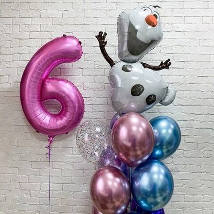 Композиция из воздушных шаров "Олаф с цифрой"