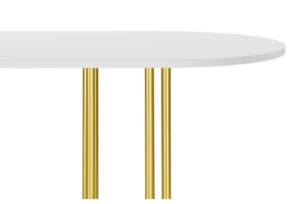 Стол деревянный Woodville Хьюго О 180 х 90 белая шагрень пленка, золотые ноги