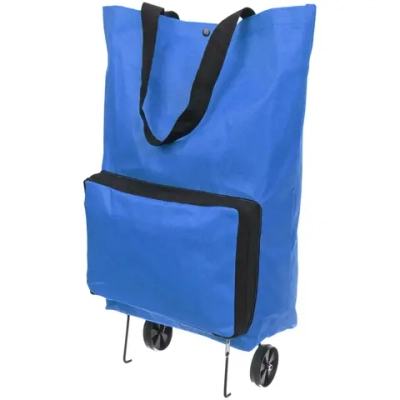 Сумка хозяйственная складная на 2х колёсах синяя SYD-024