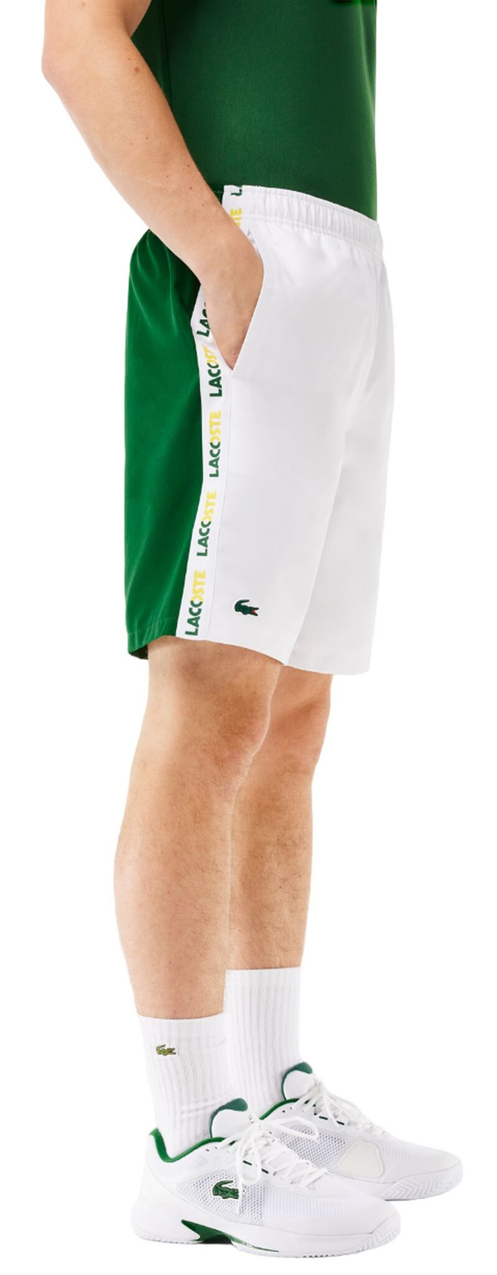 Мужские теннисные шорты Lacoste Sweatsuit Ultra-Dry Regular Fit Tennis Shorts - white/green