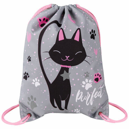 Мешок для обуви BRAUBERG PREMIUM, карман, подкладка, светоотражайка, 43х33 см, "Elegant cat"