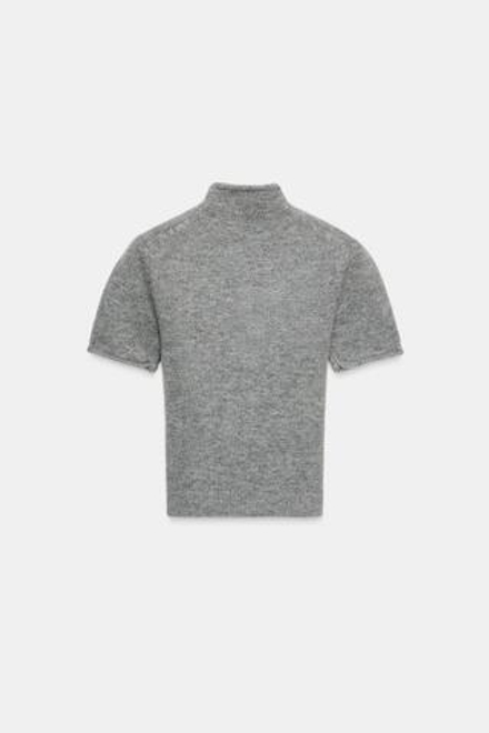 ZARA МЯГКИЙ СВИТЕР С КОРОТКИМИ РУКАВАМИ, СВЕТЛО-СЕРЫЙ