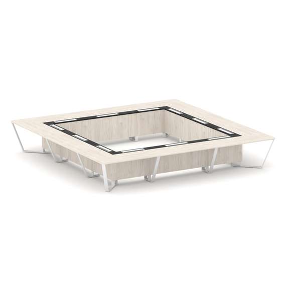 Steel Meet Стол переговорный квадратный KM-PR.B.SP-24K Денвер Светлый/Графит Глянец/Металл Белый 480